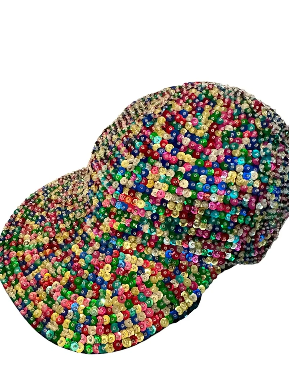 Vtg 90s Sequin Ball Cap OS Colorful Boho City - Picture 3 of 5
